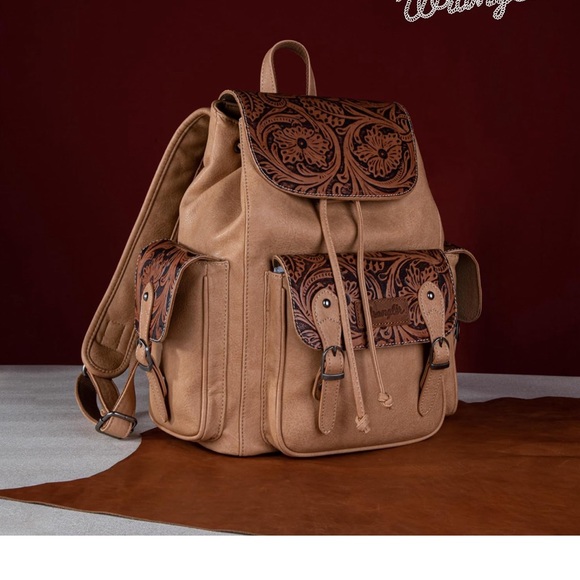 COPY - Wrangler Vintage Floral Tooled Backpack light brown - Picture 2 of 8